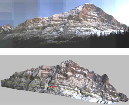 Вверху: панорамный снимок Внизу: текстурированная модель
